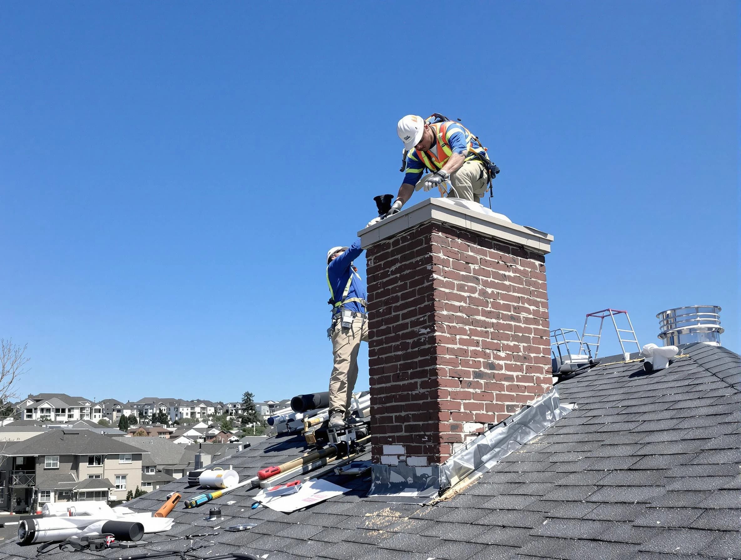 Washington Chimney Sweep repairing a chimney crown in Washington, PA