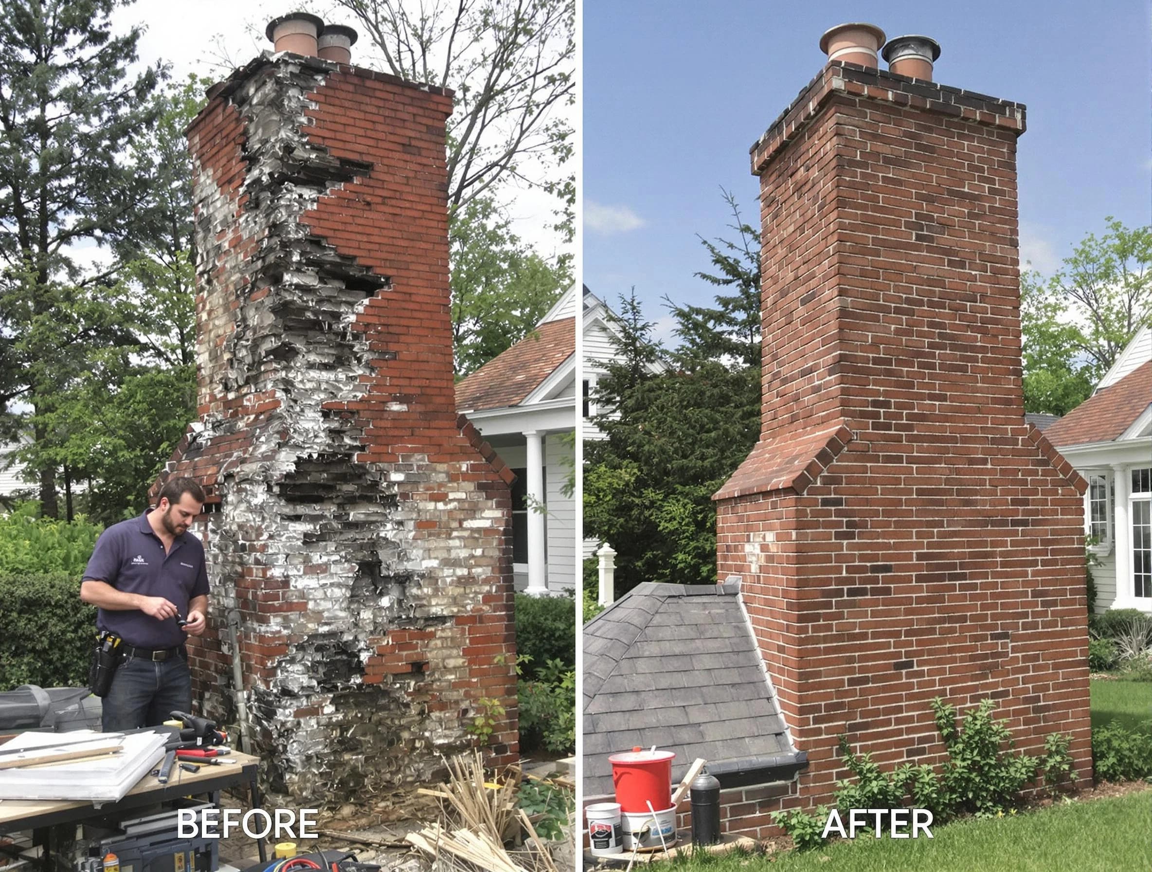 Washington Chimney Sweep performing a full chimney restoration in Washington, PA
