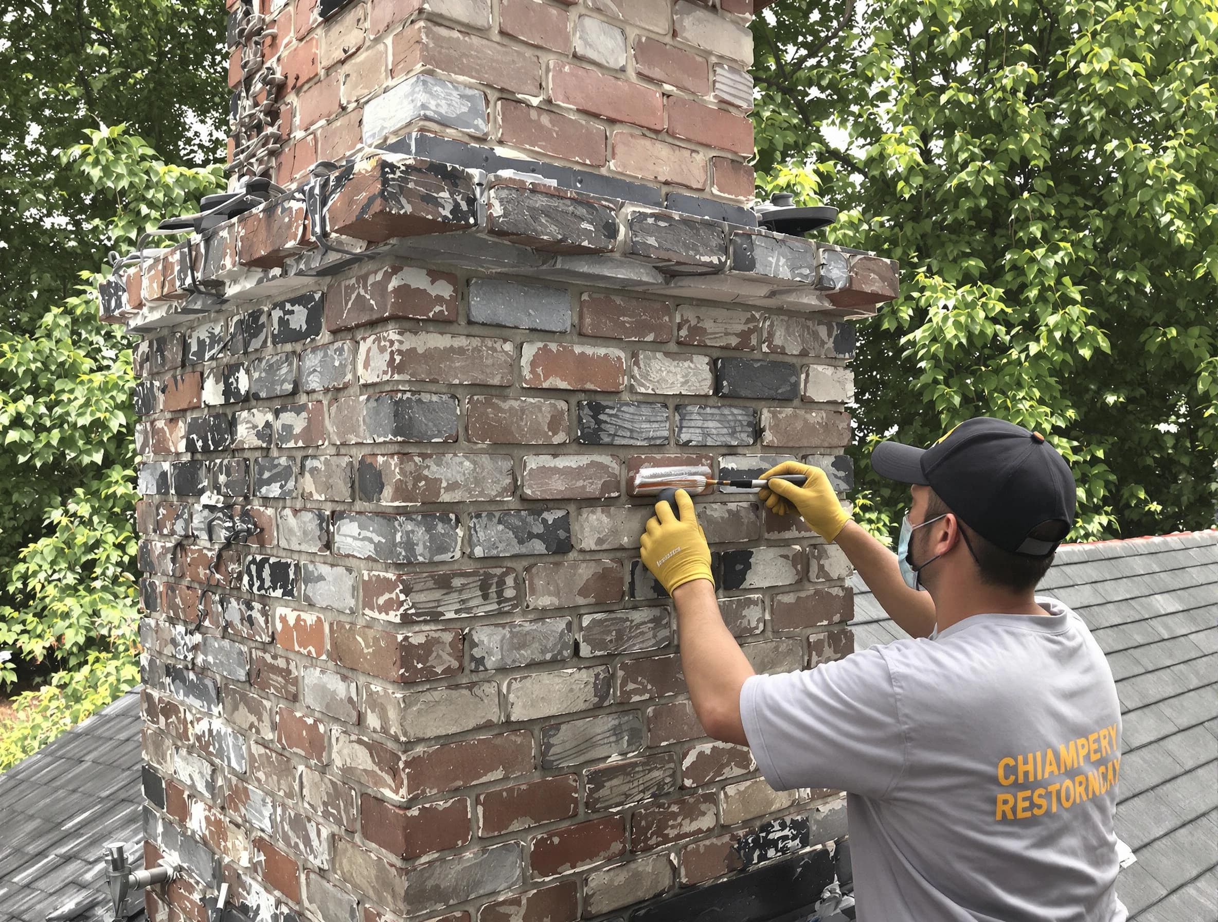 In-progress chimney restoration by Washington Chimney Sweep in Washington, PA