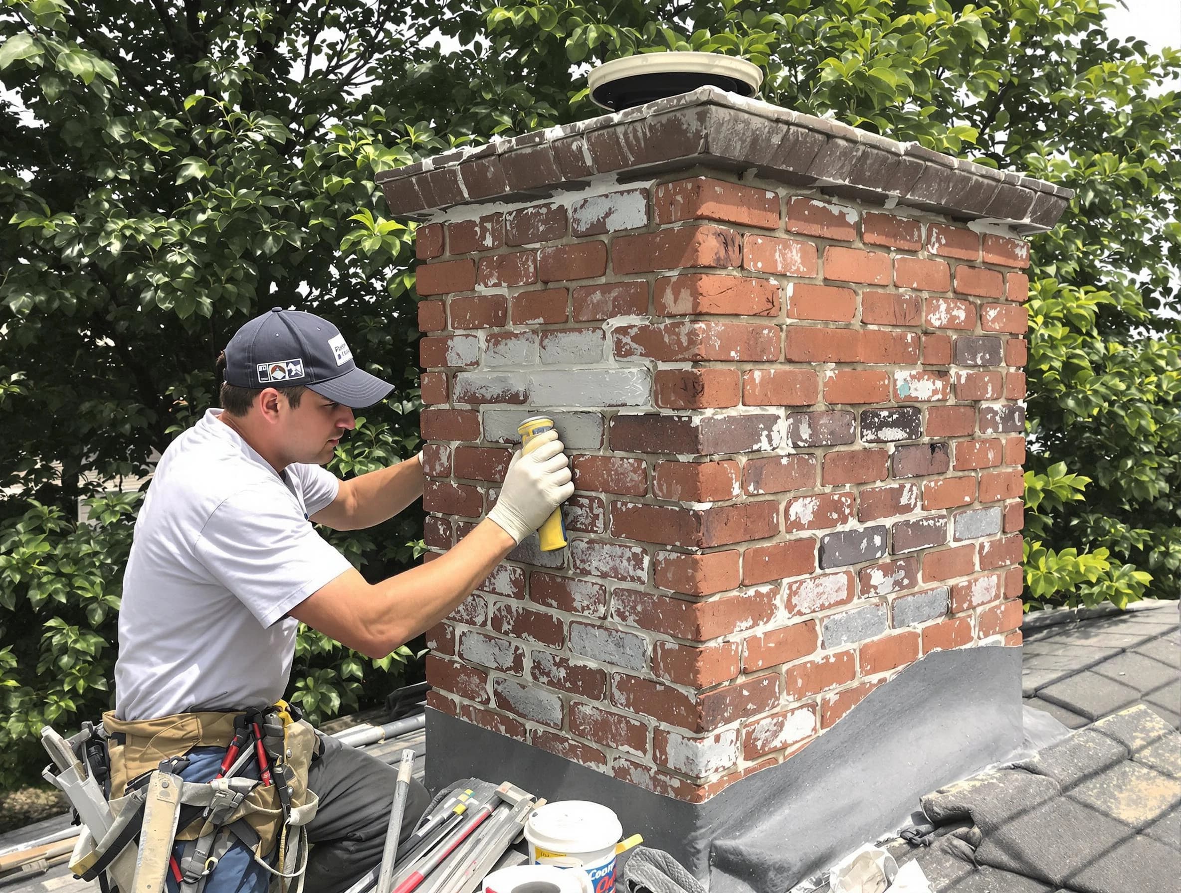 Washington Chimney Sweep restoring an aging chimney in Washington, PA