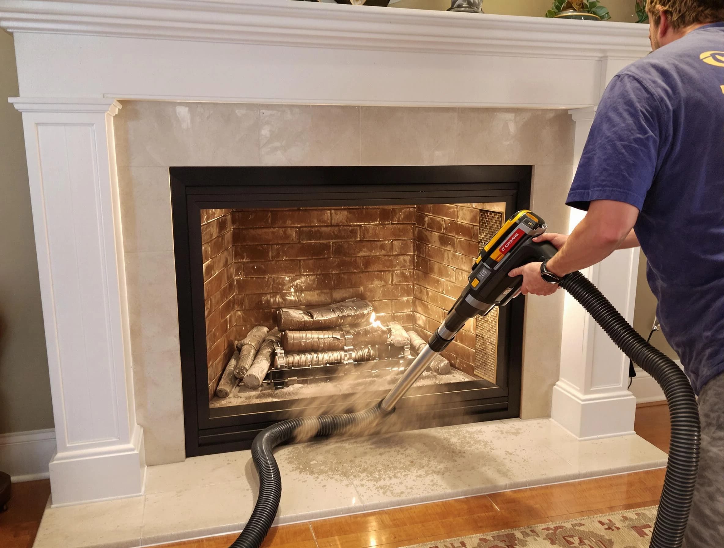 Fireplace cleaning performed by Washington Chimney Sweep in Washington, PA