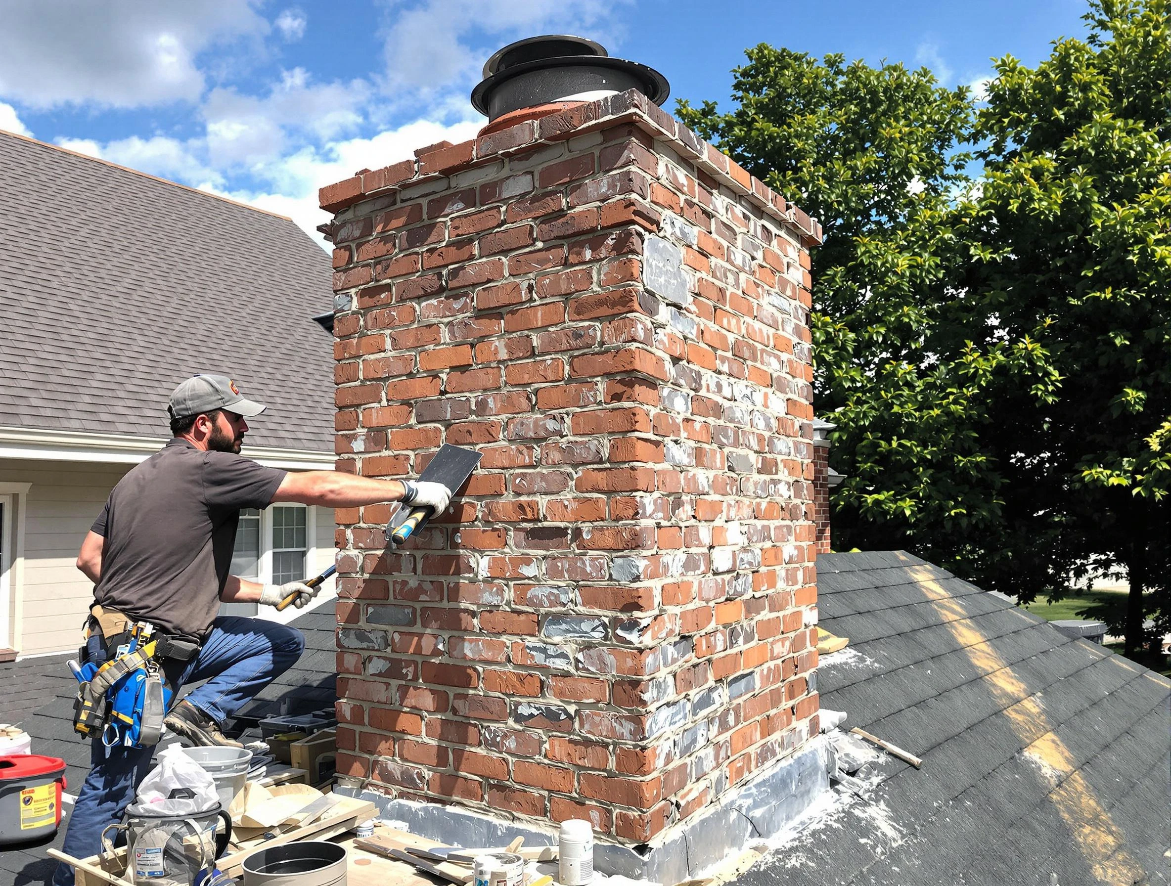 Completed chimney rebuild by Washington Chimney Sweep in Washington, PA