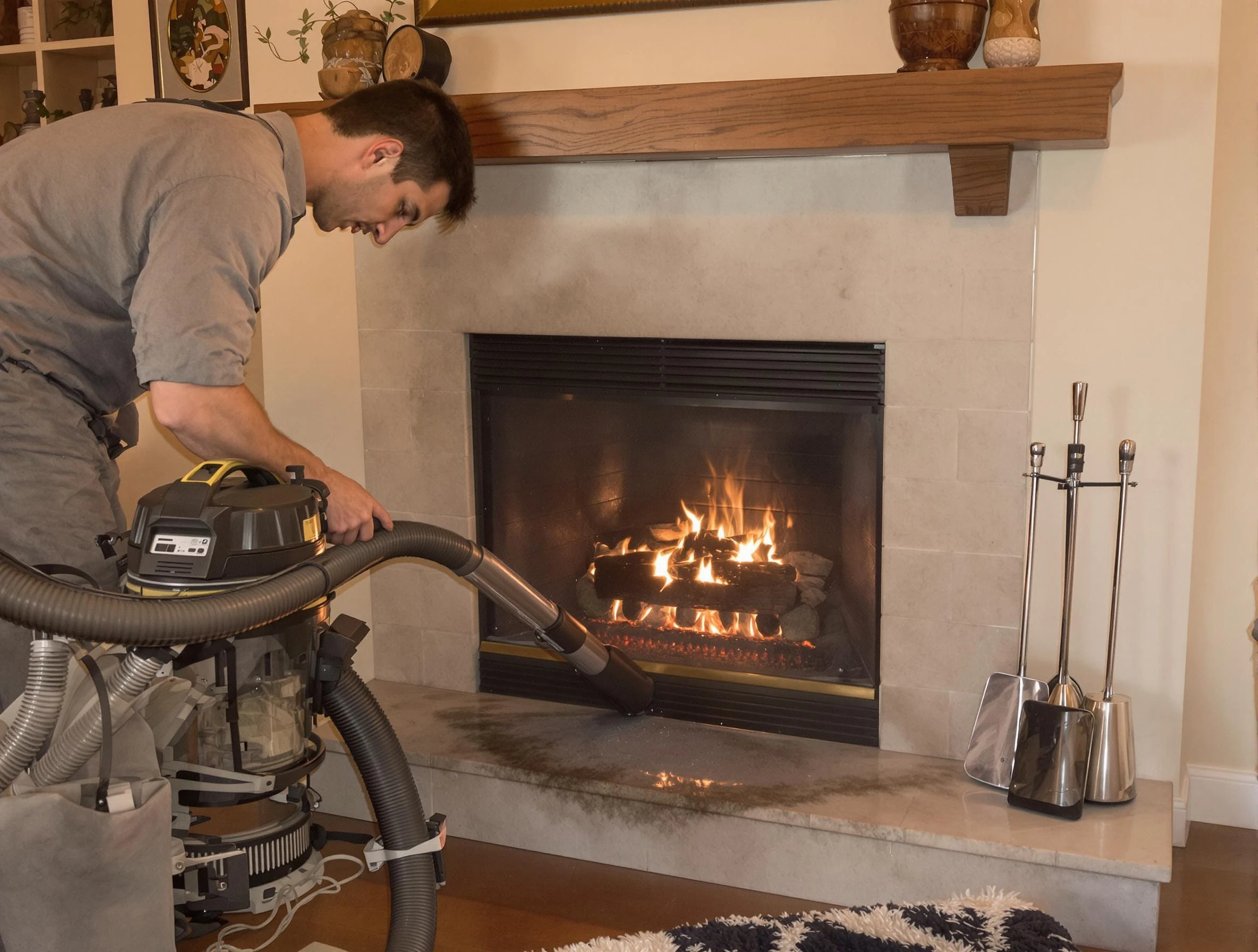 Routine fireplace upkeep by Washington Chimney Sweep in Washington, PA